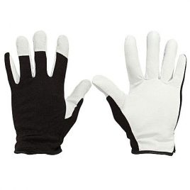 Black and White Contrast Suede Leather Working Gloves