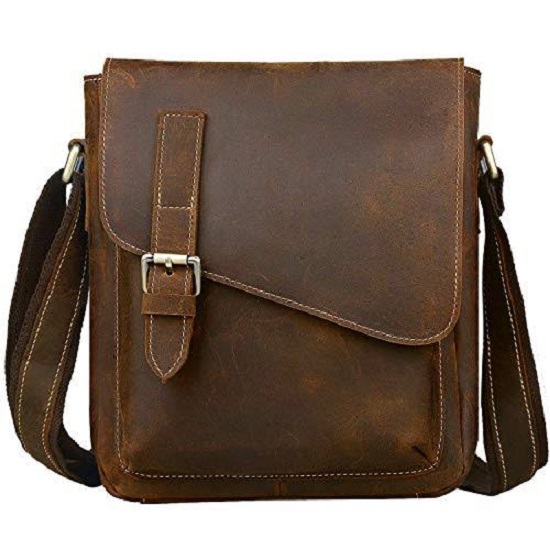 Dark Brown Vintage Shade Messenger Bag - RAVEN | Leather Jacket & Goods ...