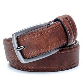 Dark Vintage Tan Color Pin Buckle Leather Belt