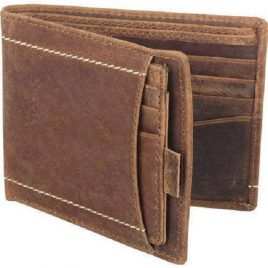 Duel Contrast Vintage Bi Fold Leather Wallet