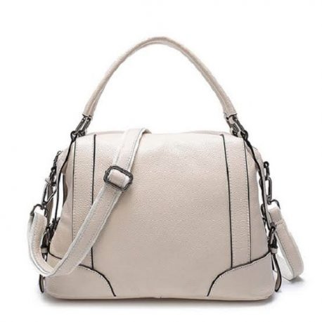 Off White Color Ladies Small Overnighter Handbag with Shoulder Strap